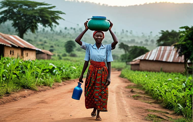 부룬디 여성의 역할 - **

"A Burundi woman in modest, traditional clothing, carrying water jugs on her head, walking throu...
